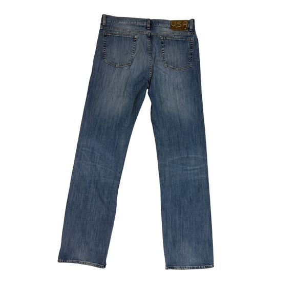 John Varvatos USA Star Mens Jeans Blue Wash Button Fly Straight Leg Size 36
